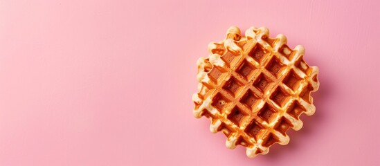 Fototapete - Crisp waffle Isolated on pastel background Waffle   . with copy space image. Place for adding text or design