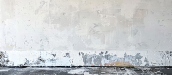 Poster - Painting the walls with whitewash and paintbrush. with copy space image. Place for adding text or design