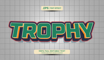 Wall Mural - design editable text effect, trophy 3d concept vector illustration