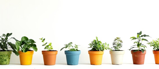 Poster - plant pots on white background. with copy space image. Place for adding text or design
