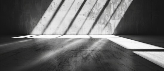 Poster - Shadow floor. Abstract light, black shadow overlay from window on white texture wall. Sunlight architecture background. Overlay effect for photo and design. with copy space image