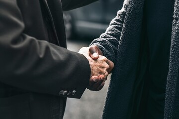 Sticker - Meeting & greeting handshake between two friends