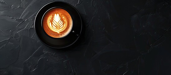 Poster - coffee cup latte art. Copy space image. Place for adding text or design