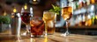 © vxnaghiyev - Different alcohol drinks on table in bar. with copy space image. Place for adding text or design