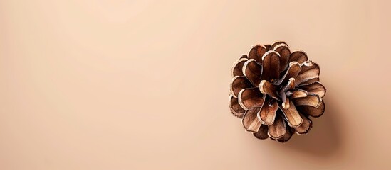 Aufkleber - brown pine cone Isolated on pastel background  Christmas. with copy space image. Place for adding text or design