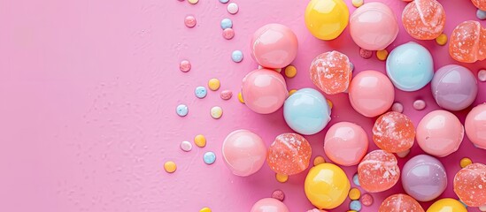 Poster - A close up shot of bubble gum pastel background  Food. with copy space image. Place for adding text or design