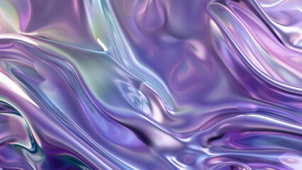 Wall Mural - abstract 3D wallpaper of violet flowing metalic waves and shapes