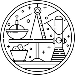 Aufkleber - doodle-style set of metrological devices Illustration in vector format Linear measurement tools
