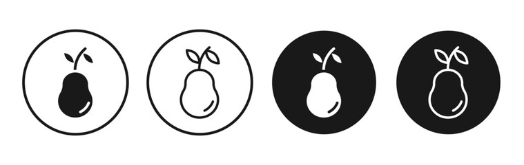 Wall Mural - Pear vector icon set black filled and outlined style.