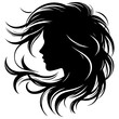 © Mahamodul Hassen - Girl head with hair silhouette  vector style