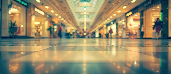 Poster - defocussed background of shopping mall with deep horizon - drop your message over. copy space image.