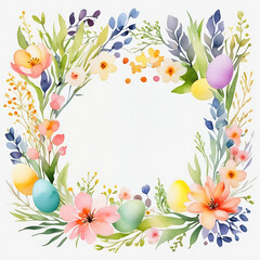 Wall Mural - Easter decoration concept. Floral watercolor painting on white background.