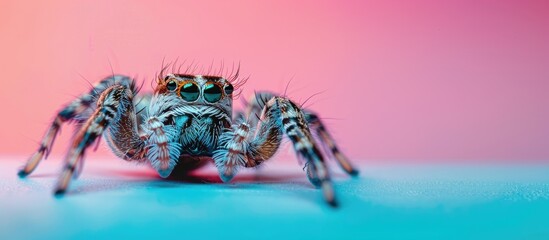 Spider pastel background    Summer  Isolated. Copy space image. Place for adding text and design