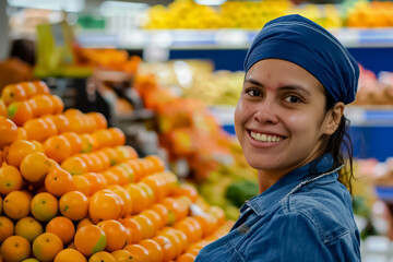 Capture the vibrant energy of a female supermarket fr cc158fff-499c-4401-bc05-8667e554d9ab 1