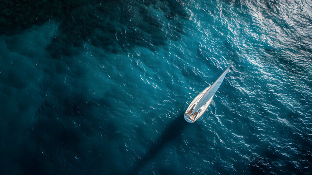 sailboat challenge the sea aerial view : Generative AI