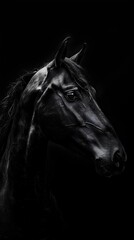 Poster - The Regal Silhouette of a Horse in a Dramatic High-Contrast Studio Photographic Study