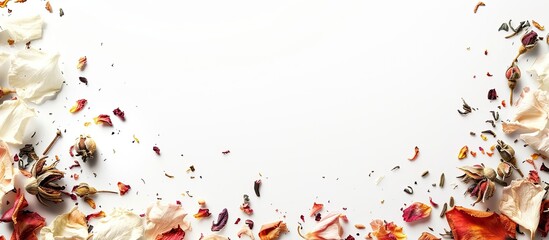 Poster - potpourri on white background. copy space image. place for adding text and design