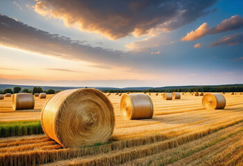 Hay bale harmony in a summer sky