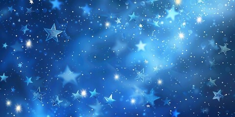 Sparkling Night Sky. Tranquil blue stars background