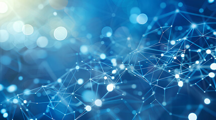 Poster - abstract connected dots and lines on blue background. communication and technology network concept w