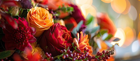 Poster - detail close up of table top decorative arrangement . copy space image. place for adding text and de