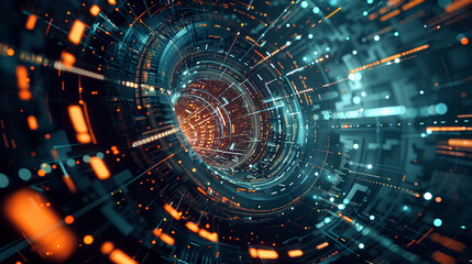 Poster - abstract geometric shape technology digital hi tech concept background