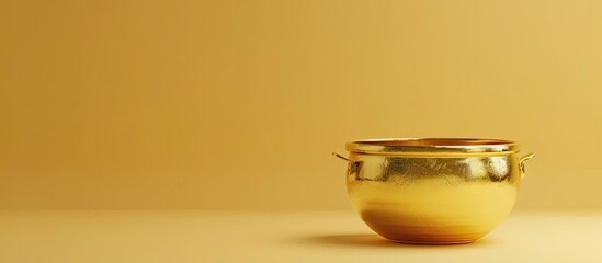 Wall Mural - golden pot without cover. Isolated on pastel background. Copy space image. Place for adding text and design