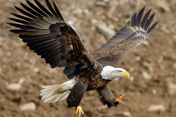 Wall Mural - Majestic bald eagle landing with outstretched talons