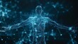 © growth.ai - Futuristic hologram: human body 3D structure illuminated on a dark background, highlighting detailed anatomy.