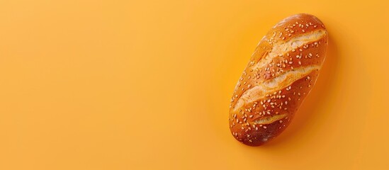 Wall Mural - White bread with sesame. Isolated on pastel background. Copy space image. Place for adding text and design