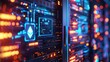 © rajagambar99 - photo illustration of  server rack in a data center , security, networking, hacking. 16:9