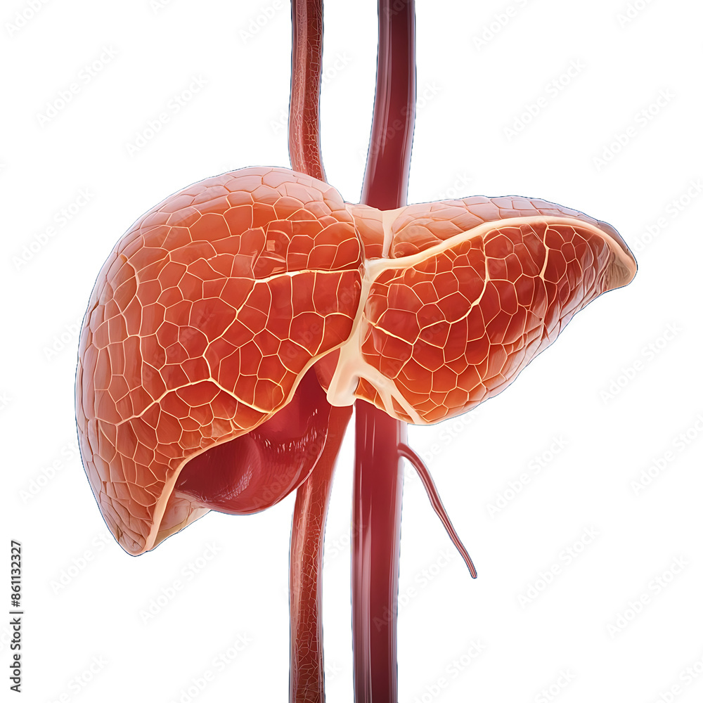 Detailed Anatomical Diagram of a Human Liver Isolated Background ...