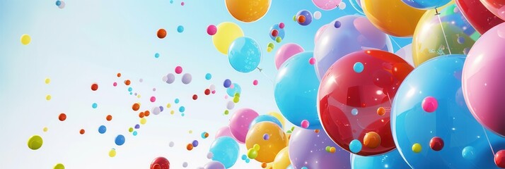 Canvas Print - A celebratory scene filled with colorful balloons featuring congratulatory messages and school or university symbols. Generative AI