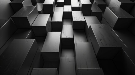 Wall Mural - Abstract Black Cube Wall