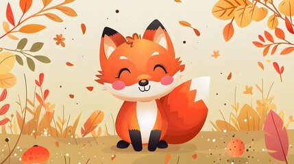 Cute fox cartoon. 