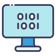 binary code on computer monitor icon