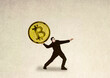 © Westend61 - Illustration of man throwing oversized Bitcoin