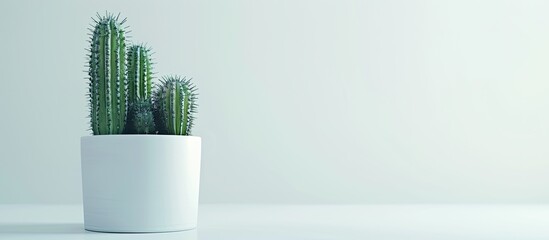 Wall Mural - Cactus in a pot with a white background. Copy space image. Place for adding text and design