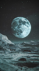 Wall Mural - Close up of the moon in space surrounded by stars