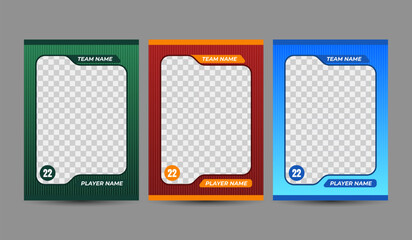 set of trading frames for game sports card template, vector illustration on a black gray