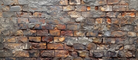 Wall Mural - Brick wall background, stone texture, decorative ornament and cement, plaster. Copy space image. Place for adding text and design
