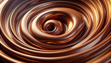 Wall Mural - Richly textured, velvety, swirling chocolate vortex isolated on white background, 3D rendered illustration of decadent, mouthwatering sweet treat delight.