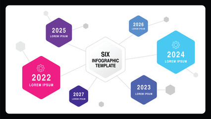 six hexagon web infographic template