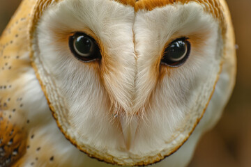 Wall Mural - Barn owl staring with intense eyes in nature