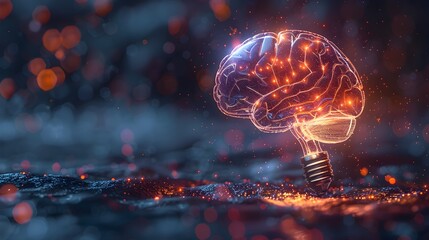 Poster - Glowing Brain Bulb Symbolizing Central Ideas and Creativity Concept