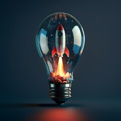 Poster - Rocket Powered Idea A Vibrant Depiction of Innovation and Breakthrough Concepts