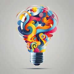 Sticker - Vibrant Abstract Light Bulb Representing Dynamic Creative Ideas and Innovative Concepts