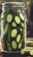 Canvas Print - Pickle Cucumber in the Jar Illustration