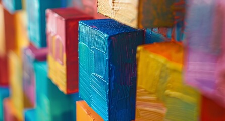 Wall Mural - a colorful abstract painting of blocks