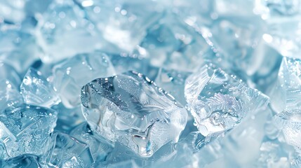 Wall Mural - a close up of ice cubes with water droplets on them and a blue background